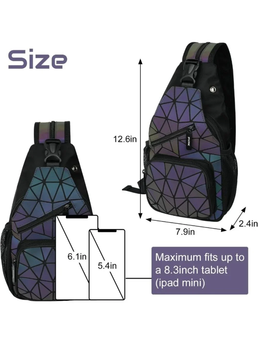 Luminous Holographic Geometric Backpack | Color Changing Reflective Sling Bag